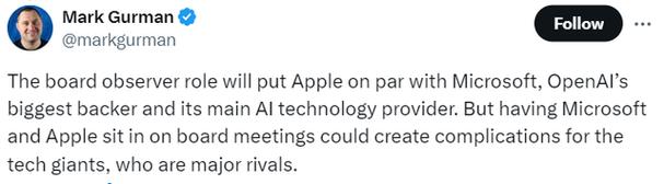 苹果插足 OpenAI与微软“蜜月期”或已结束
